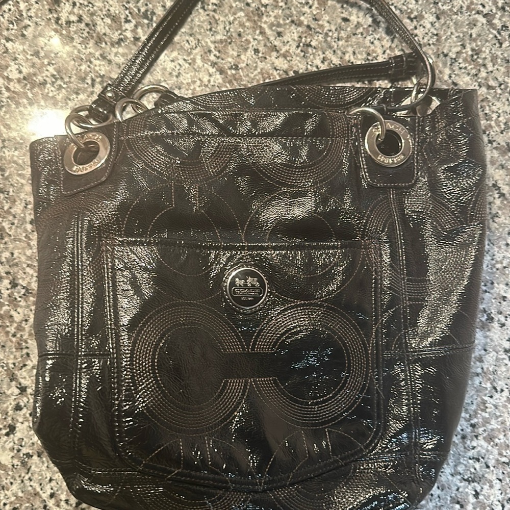Black leat coach bag
